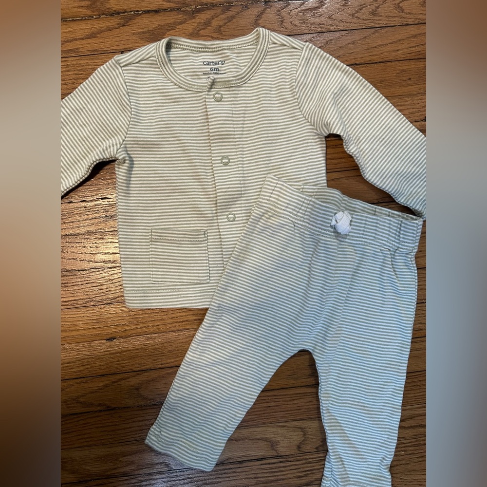 Carter's Green Striped Baby Outfit